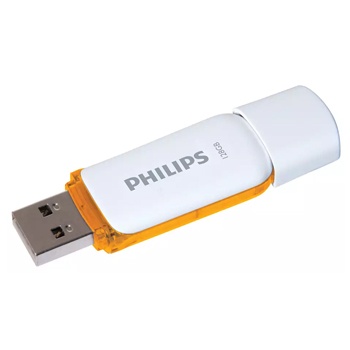 Pen drive USB Philips branco e laranja com tampa removível