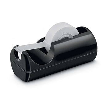 Suporte de fita adesiva preto com fita transparente