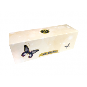 Caixa creme com borboletas e texto '31 Toner Cartridge'