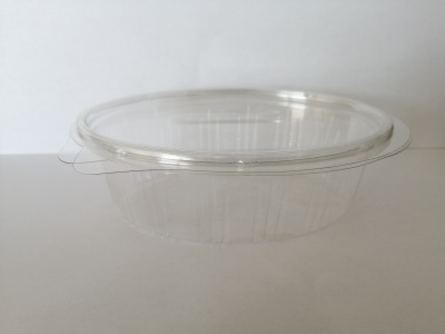 Recipiente plástico transparente redondo com tampa