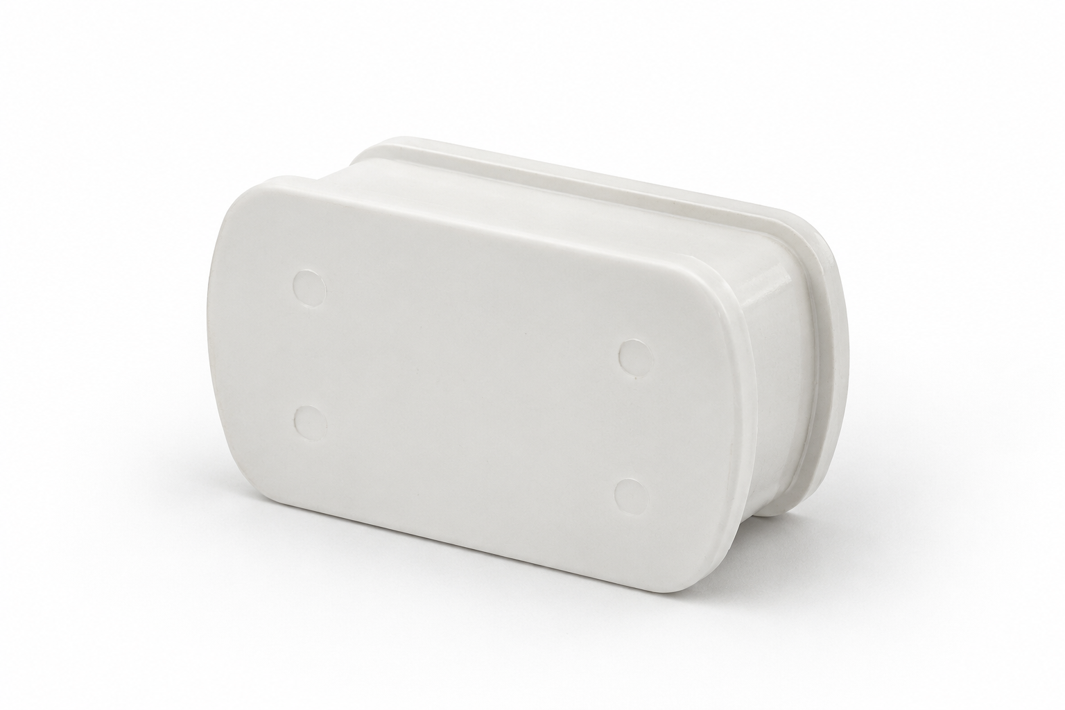Tampão para Perfil Produção (80mm) Recipiente branco de plástico retangular com cantos arredondados
