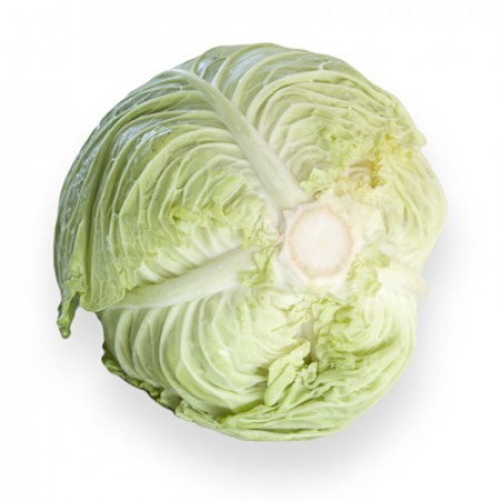 Couve lombardo ESTREMA Repolho verde cortado ao meio com folhas internas expostas