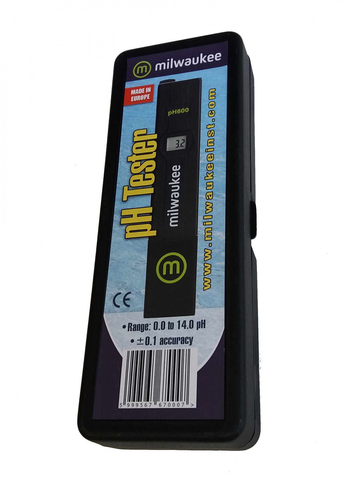 Medidor pH 600 Medidor digital de pH Milwaukee ph600 em caixa preta com etiquetas coloridas