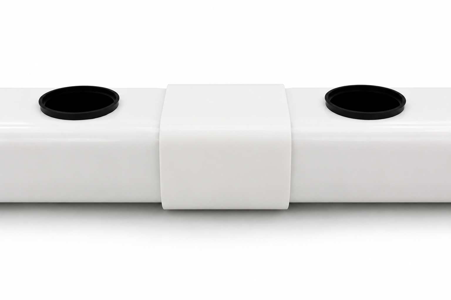 União para Perfis Hidropónicos 80mm suporte de copos branco com dois encaixes negros para copos