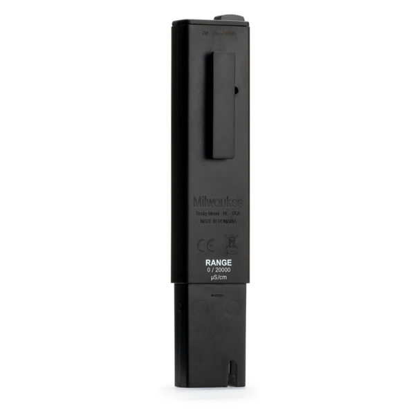 Medidor Condutividade Elétrica CD611 Sensor digital preto Milwaukee HI-9835 com clip de fixação e texto branco