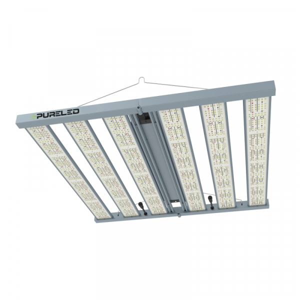 PURE LED 200W Luminária LED suspensa com seis painéis cinzentos e LEDs visíveis