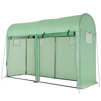 Estufa Vertical 300 x 100 x 200 cm Estufa de tecido verde claro com estrutura metálica preta e portas frontais.