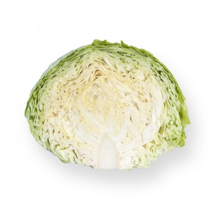 Couve lombardo ESTREMA Meia cabeça de alface cortada com folhas verdes e branquinhas