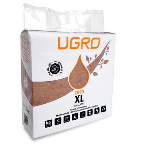 UGRO XL 70L - Fibra de Coco (30x30x12 cm) Embalagem branca com alça e texto UGRO COCO XL 70L