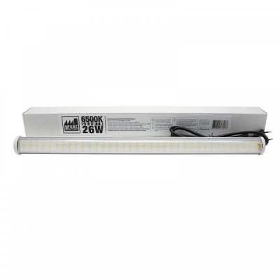 Luz LED tubular branca 26W 6500K da marca PURE com caixa branca e cabo preto
