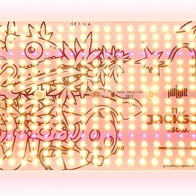 Painel retangular com luzes LED e desenhos infantis com texto THE JACKSON SQUARE.