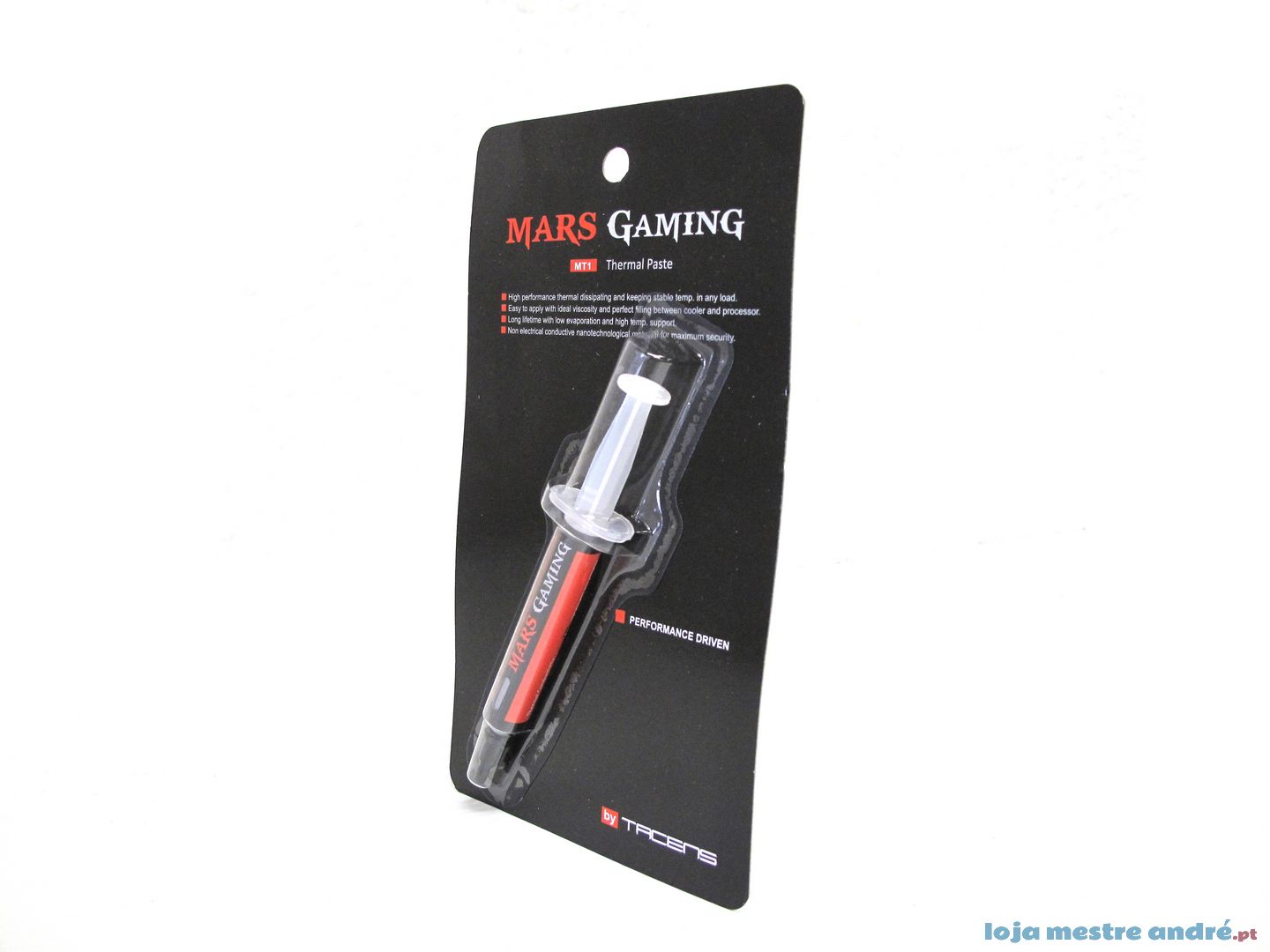 Pasta Térmica Mars Gaming MT1 Seringa de pasta térmica Mars Gaming embalada em blister preto