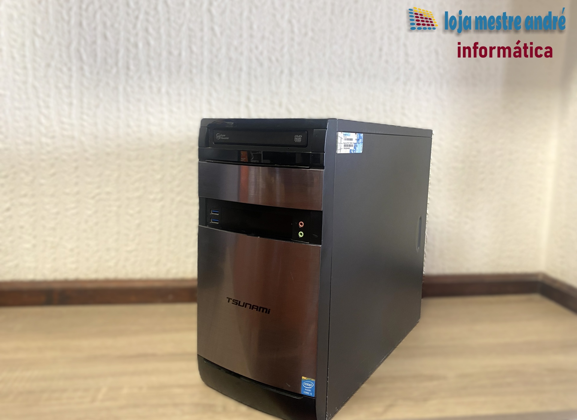 TSUNAMI Computador de secretária preto com porta DVD e autocolantes Intel Core i3