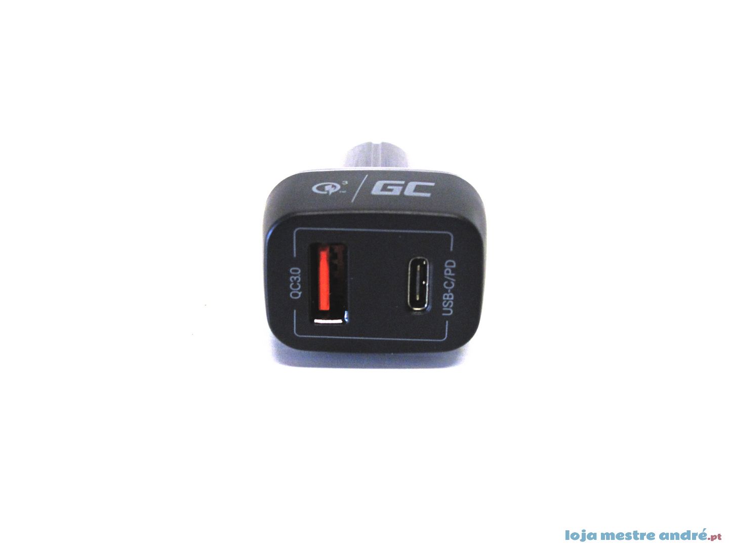 Carregador para Carro Green Cell USB type C e USB 3.0 Carregador de carro preto com duas portas USB