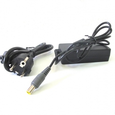 Carregador de energia preto com cabo destacável e ficha de tomada europeia