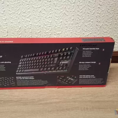 Caixa de teclado mecânico Tempest com luz RGB e detalhes em vermelho e preto
