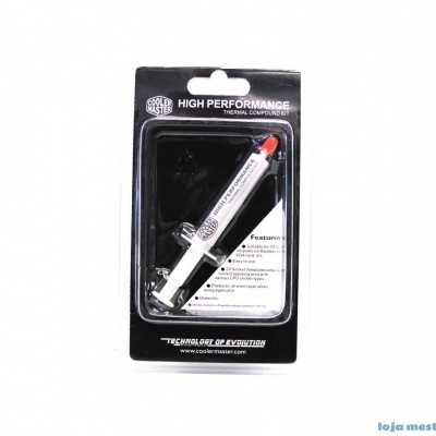 Embalagem de pasta térmica Coolermaster em seringa branca com tampa vermelha