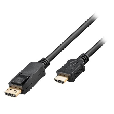 Cabo com conector DisplayPort e HDMI preto