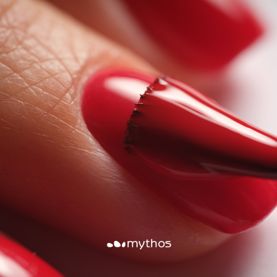 Aplicação de verniz vermelho em unha com pincel