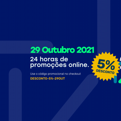 Anúncio digital de promoções online com desconto de 5% em 29 de outubro de 2021