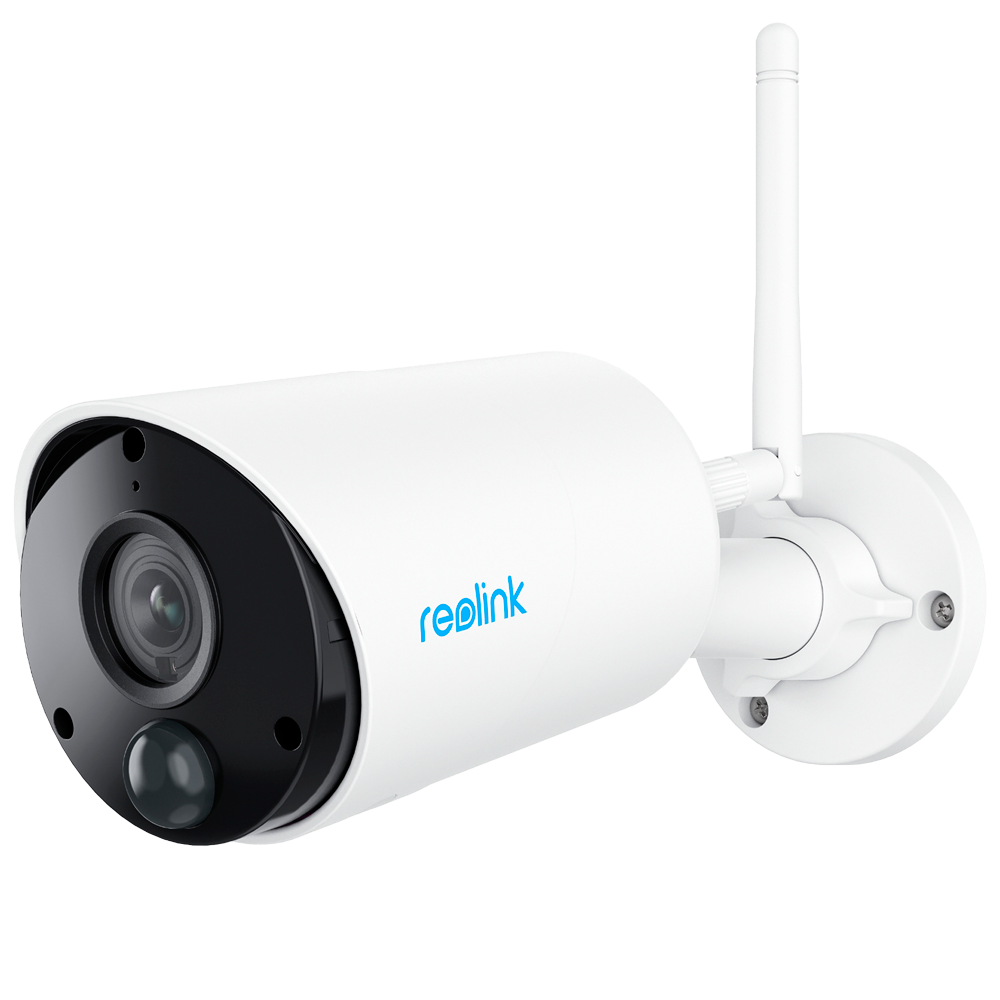 Reolink Argus B320 Câmara WiFi Bateria 3MP Exterior Câmara de segurança branca com antena e lente preta