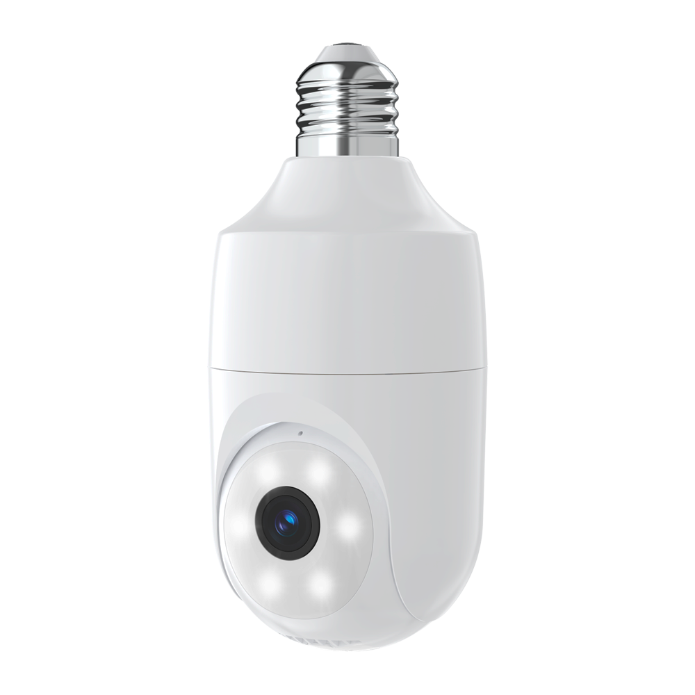 Câmara IP Interior VicoHome DP01 - 3MP, WiFi, PT, Deteção IA, E27 Câmara de segurança branca com base de lâmpada e luzes LED ao redor da lente