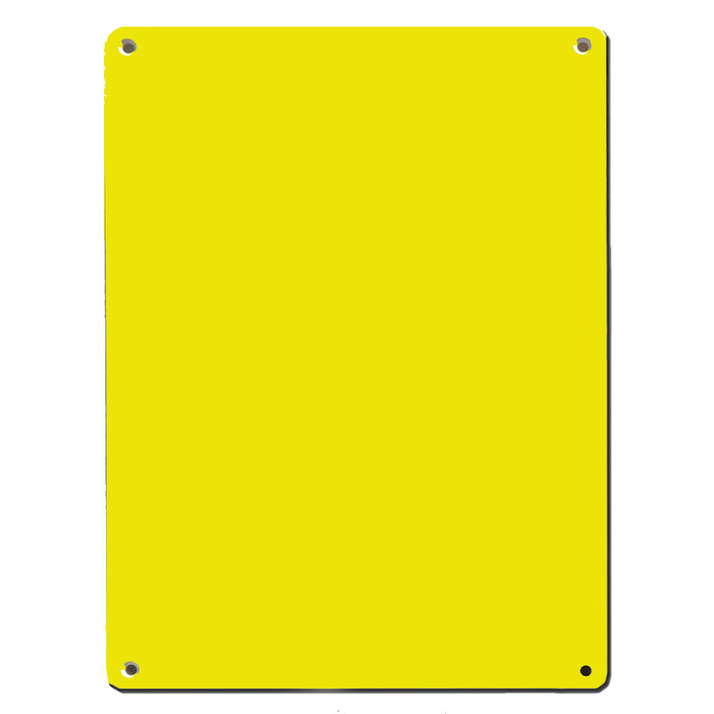 Placa de Sinalização Exterior AMARELA DEM-280 - Plástico Personalizável para Aviso | lojaCCTV.Pro Placa quadrada amarela lisa com quatro furos nas extremidades