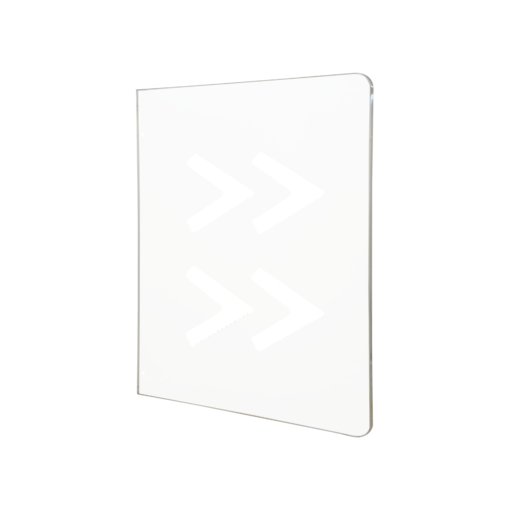 Porta Acrílica Turboo TS-SG808 D1200 para Torniquetes | Acesso Seguro e Transparente Placa acrílica transparente com setas brancas apontando para a direita