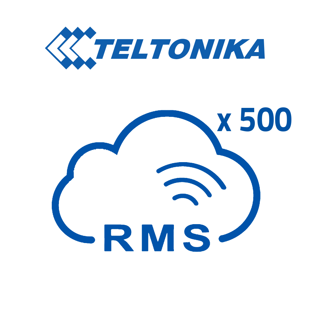Licenças da Plataforma Teltonika RMS Pacote de 500 Licenças (Créditos) Monitorização remota Teltonika Router-TK-RMS-500LIC Logótipo Teltonika com nuvem RMS e x 500