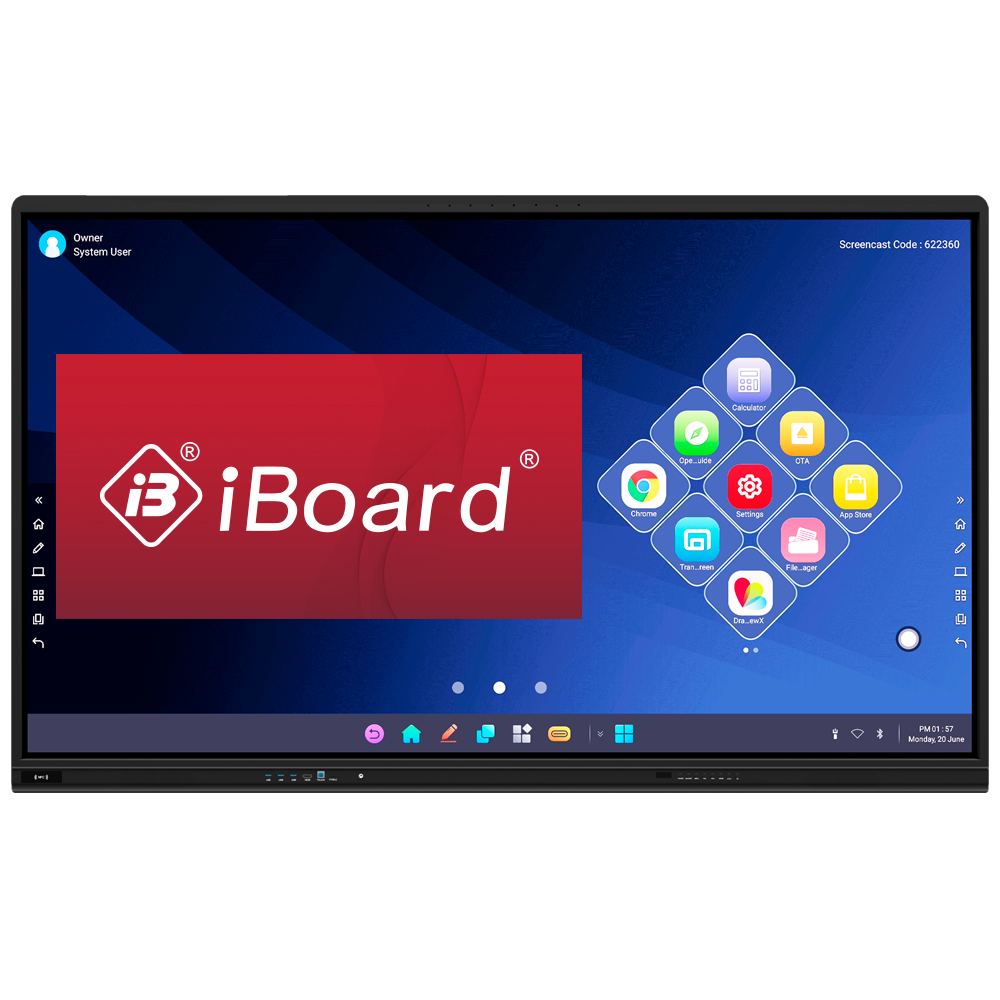 Ecrã Interativo IBOARD 75" 4K Android 14 - IB-TE-MP-75E1-V3 Monitor digital interativo iBoard com várias aplicações no ecrã
