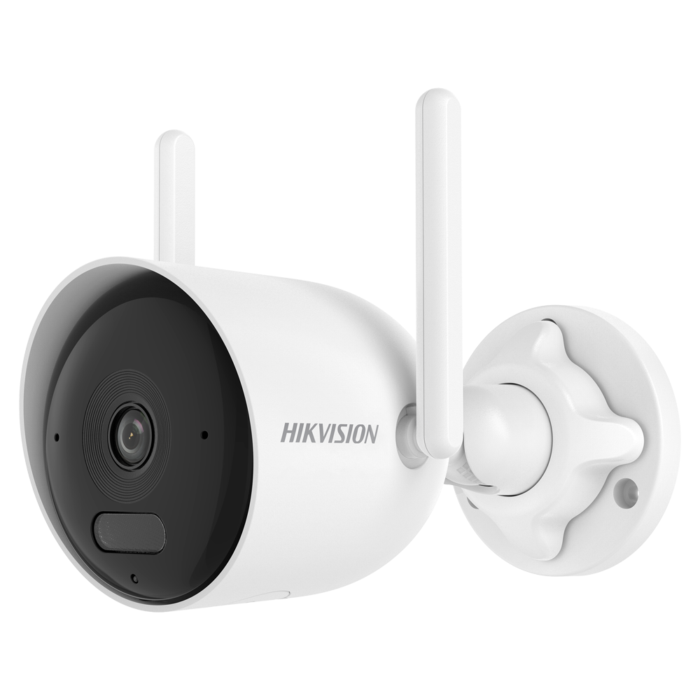 Câmara Bullet IP Wi-Fi Hikvision Value 4MP 2.8mm DS-2CFW04 Câmara de vigilância branca HIKVISION com antenas e suporte circular