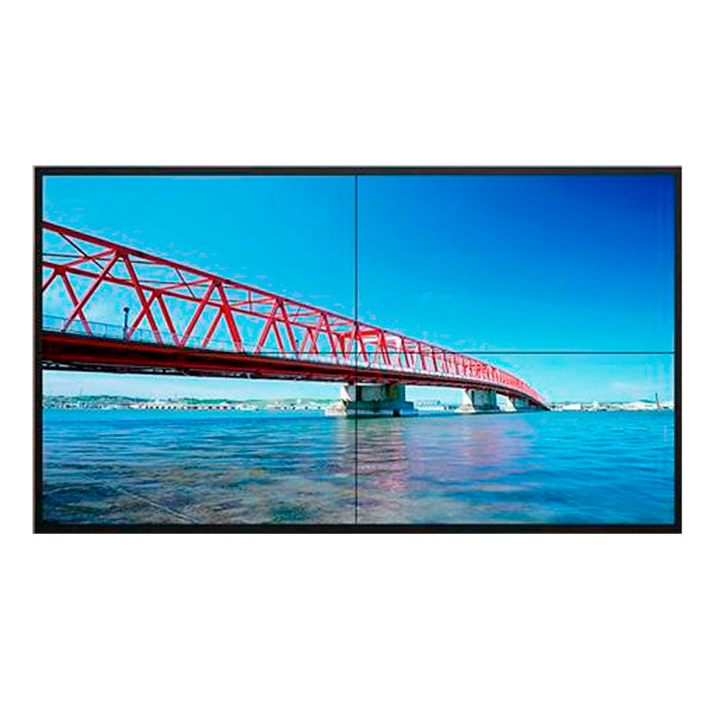 Kit Videowall Uniview 2x2 55" FHD com Suporte de Parede Video wall com imagem de ponte vermelha sobre água azul