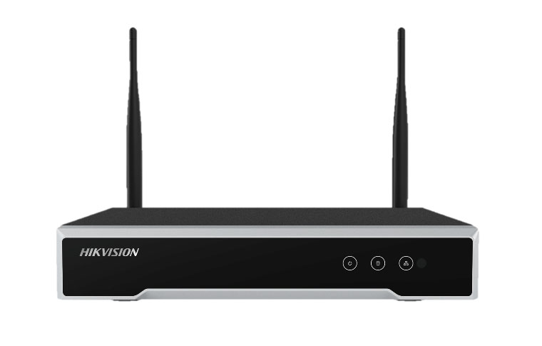 NVR Hikvision IP Wifi Recorder 4 Canais 4MP | Gravador IP HDMI/VGA para 4 Câmaras Gravador de vídeo digital preto HIKVISION com duas antenas