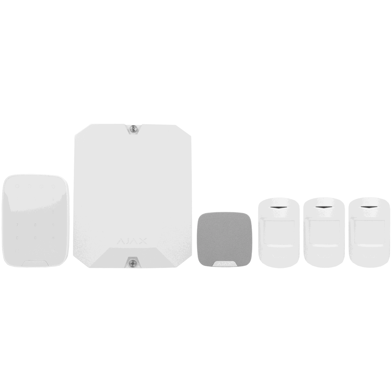 Painel Tátil Ajax CenterButton Vertical para LightSwitch - Branco Kit de segurança AJAX com teclado, unidades e sensores brancos e cinzentos