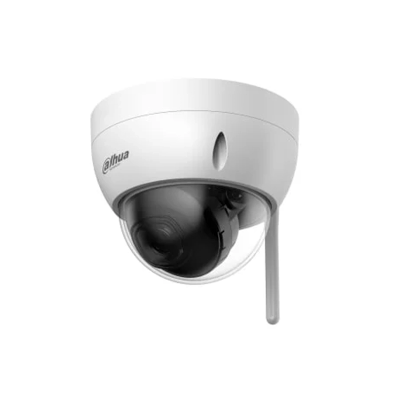 Câmara Dome IP Wi-Fi Dahua IPC-HDBW1430DE-SW 4MP 2.8mm IP67 IK10 Câmara de vigilância dome branca com lente preta e antena lateral
