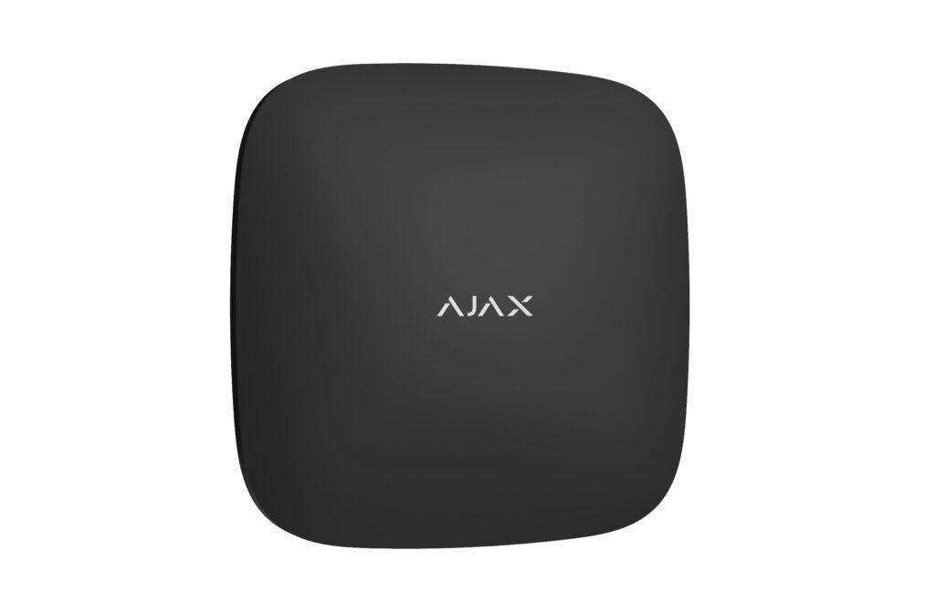 Central de Alarme Sem Fio AJAX HUB-B - Sistema de Segurança Inteligente Dispositivo eletrónico preto quadrado com a palavra AJAX