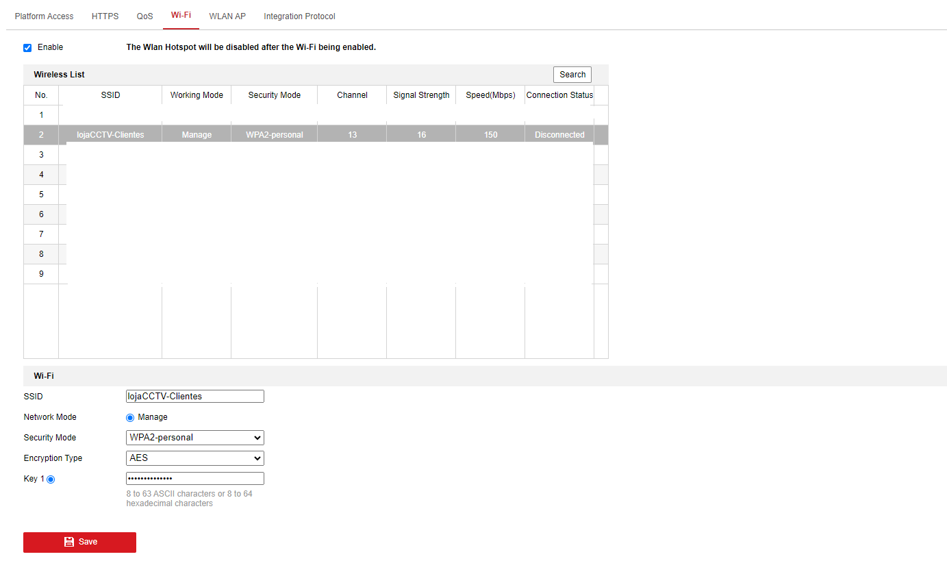 Inserir Password Wifi