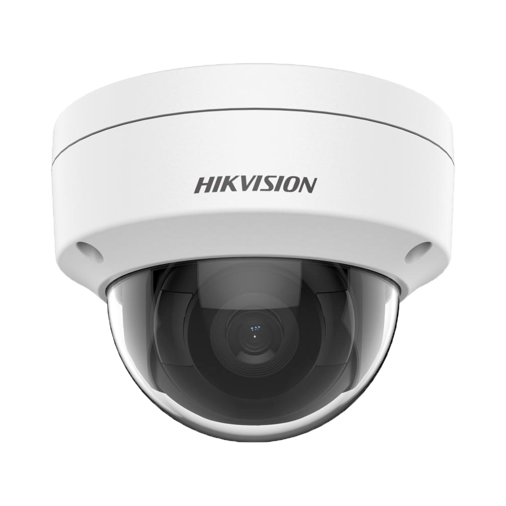 Câmara Dome Mini Hikvision DS-2CD1153G0-I 5MP IP67 - Segurança Profissional Câmara de vigilância domo branca com lente preta e texto HIKVISION