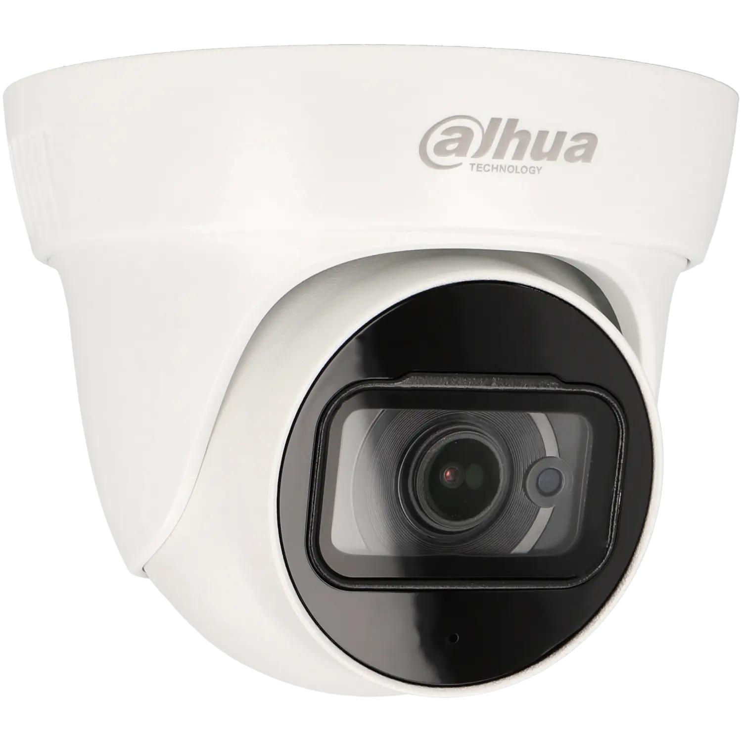 Câmara com fios (Coaxial) Turret Branca 8mpx 2.8mm 30m Microfone IP67 - Dahua HAC-HDW1800TL-A Câmara de vigilância Dahua Technology branca com lente em aro preto