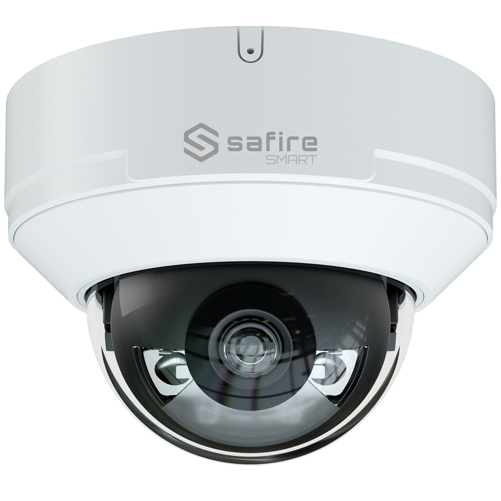 Câmara Dome IP 4MP Safire Smart Night Color PoE - IA e Microfone Câmara de segurança cúpula Safire SMART branca e preta