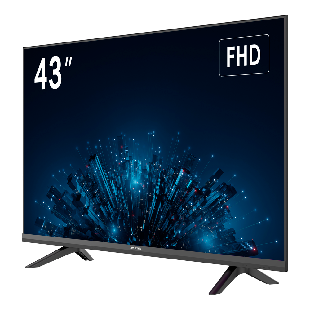 Monitor CCTV Hikvision 43" FHD 60Hz - Visualização de Segurança Profissional Televisor 43 polegadas FHD com base em V e moldura preta