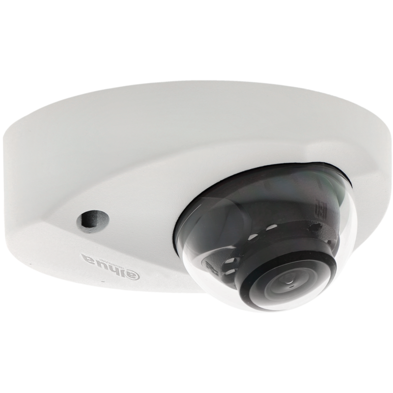 Câmara com fios (PoE) Mini-Dome Branca 4mpx 2.8mm 30m Microfone IP67 IK10 - Dahua IPC-HDBW2431F-AS-S2 Câmara de segurança de teto com invólucro branco e cúpula preta