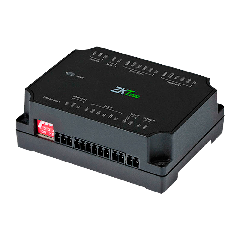 ZKTeco ACC-SRB-DM10: Controlador de Acesso RFID para 1 Porta Dispositivo preto de controlo de acesso ZKTECO com várias portas e indicadores LED