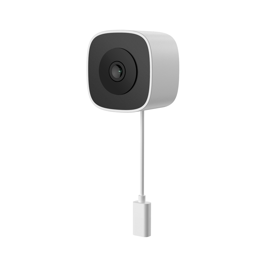 Câmara IP WiFi Nivian 2K para Janela com Visão Noturna a Cores Câmara de vigilância branca e preta com cabo branco