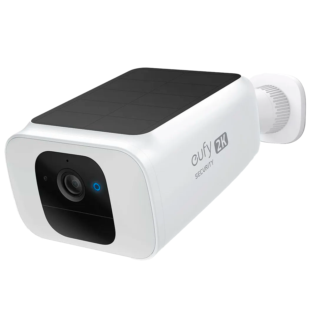 Câmara WiFi Eufy SoloCam S40 2K com Painel Solar Integrado Câmara de segurança Eufy 2K branca com painel solar e base ajustável