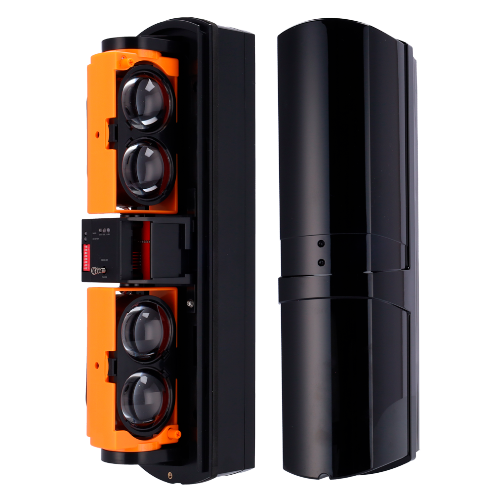 Barreira Infravermelhos Sem Fios ABH-200W - Alcance 200/600m Sensor de barreira dupla preto e laranja com lentes de vidro