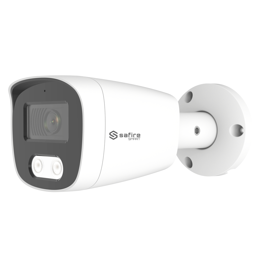 Câmara Bullet Safire Smart 5MP 3K PoE IR 25m IP67 Câmara de segurança branca safire SMART com lente e LEDs