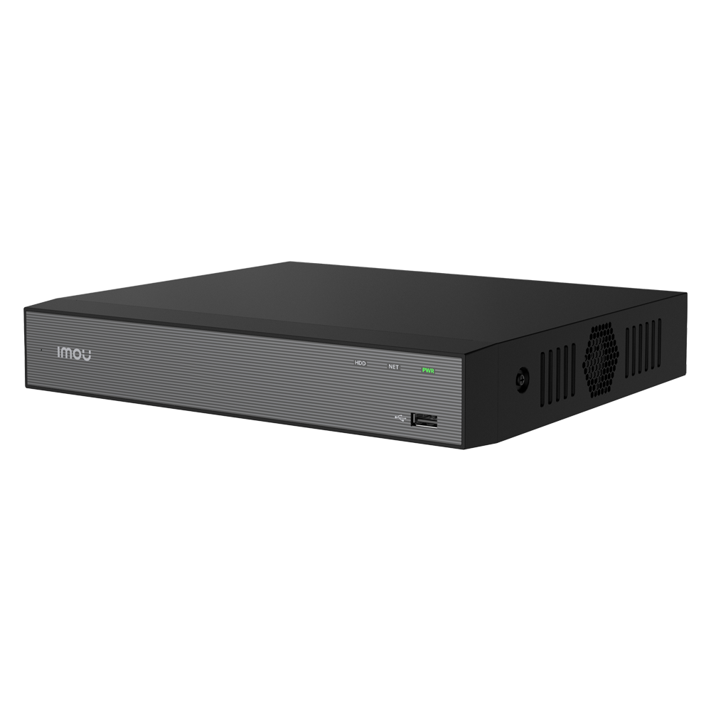 Gravador NVR Imou 18 Canais IP até 10MP H.265 Gravador digital preto IMOU com painel cinza e porta USB
