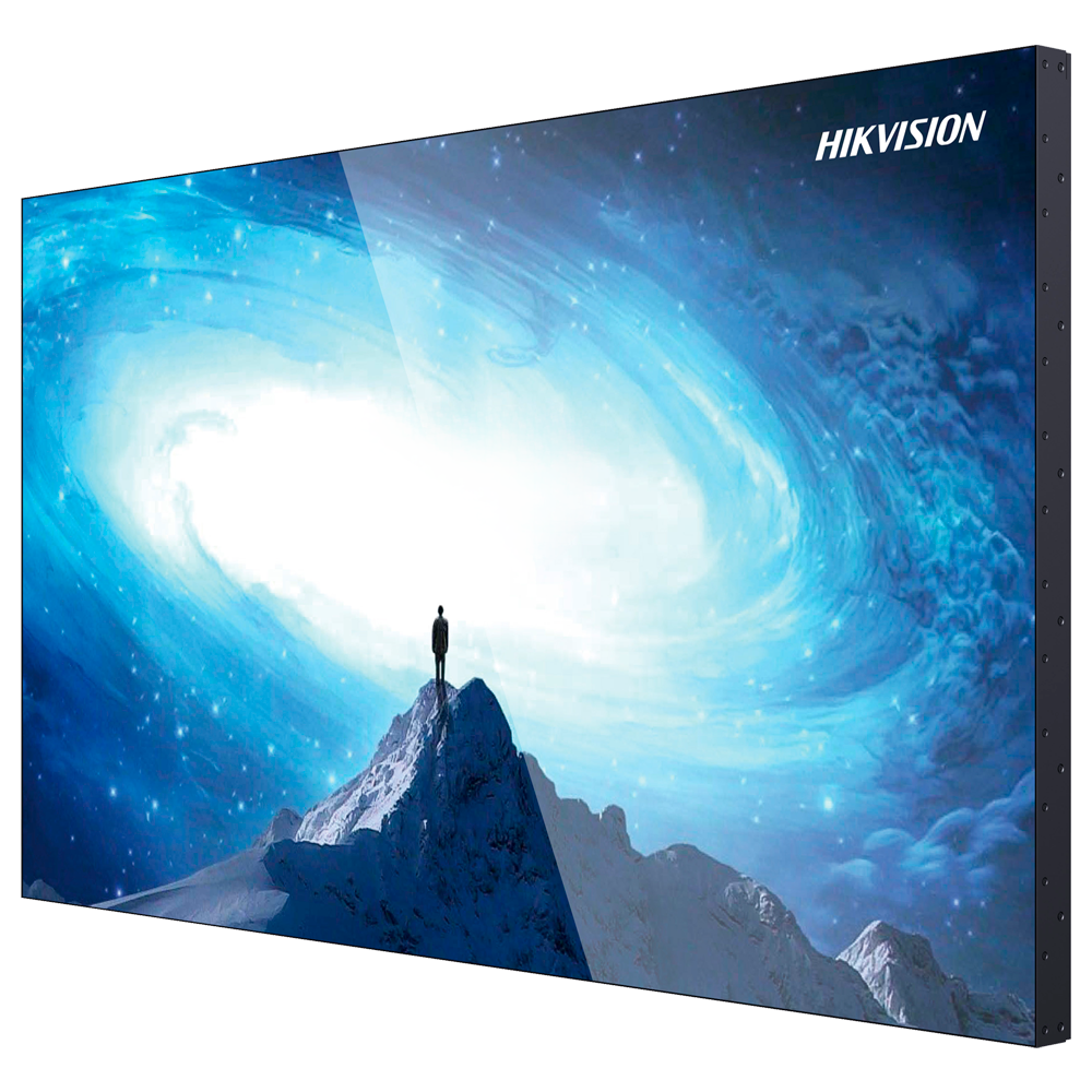 Monitor Videowall Hikvision 46" FHD 500nit DS-D2046TL-2B Ecrã plano grande com imagem de astronauta em montanha e galáxia azul com HIKVISION