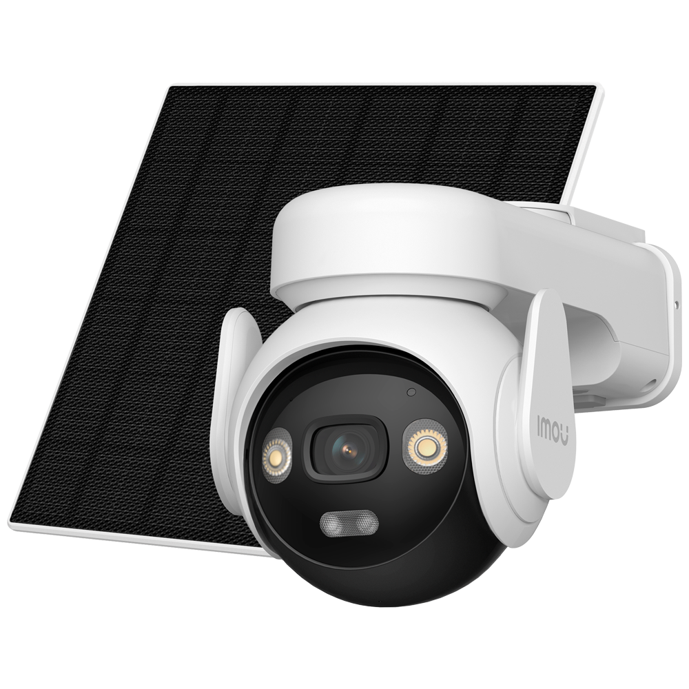 Câmara IP 4G/Wi-Fi Imou AOV PT PRO 5MP Bateria/Solar Câmara de segurança IMOU branca com painel solar preto